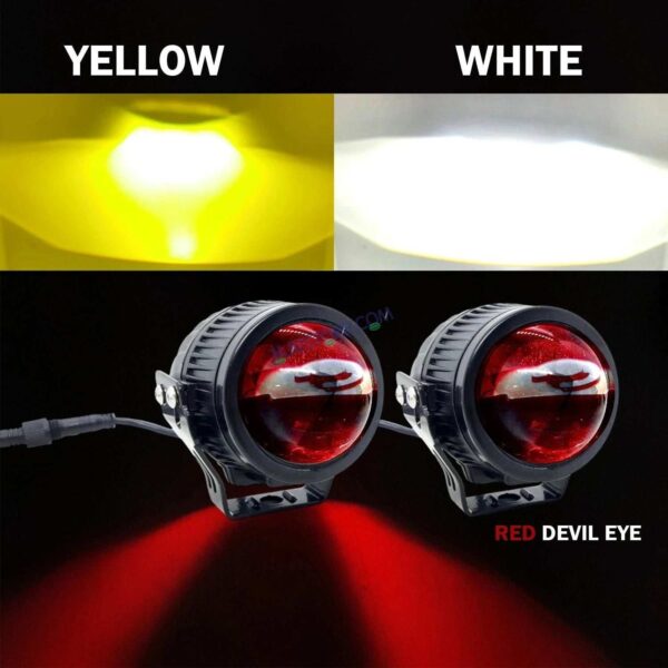 Second image of HJG New J37 Single Projector Lens 2pc Foglight Single LED Projector Fog Lens 60W with Red DRL Foglight Ultra Wide Dual Intensity LED Fog Lights White/Yellow/Red DRL Projector (60W) Universal For All Cars & Bikes LIU HJG J37 Projector Lens Power Efficient