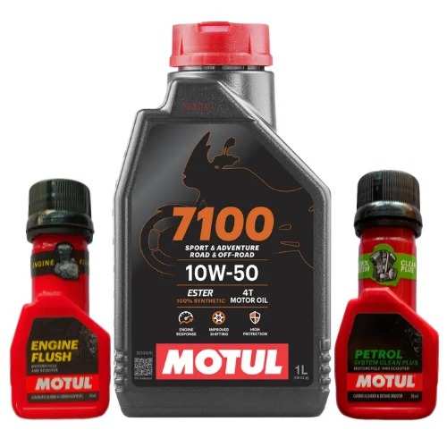 MOTUL 7100 4T 10W-50 1.6 L + Engine flush 50ml + Petrol system clean 50ml Moto Marvel Offer