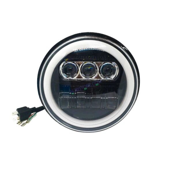HJG 7 Inch New Round LED Headligh Fits in Jawa with High Beam, Low Beam (12V-80V 75W)
