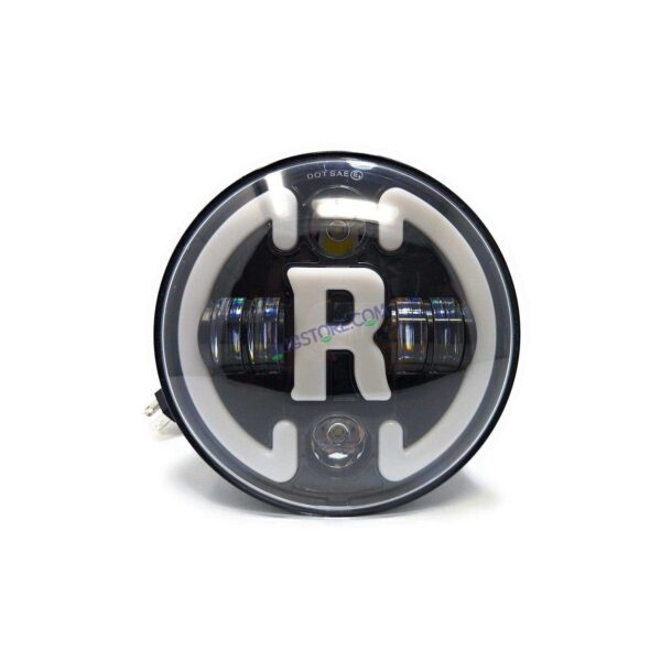 HJG 7 Inch Round Headlight Compatible with Royal Enfield, Jeep Thar & Harley Davidson (R White Harley Headlight)