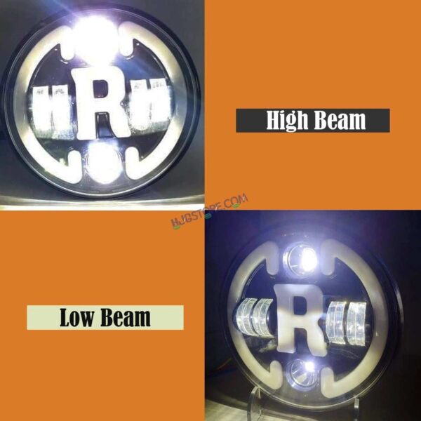 Second image of HJG 7 Inch Round Headlight Compatible with Royal Enfield, Jeep Thar & Harley Davidson (R White Harley Headlight)