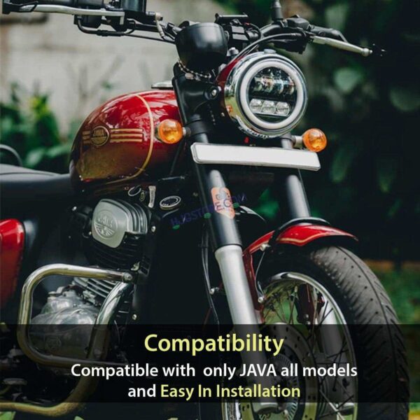 Second image of HJG 7 Inch New Round LED Headligh Fits in Jawa with High Beam, Low Beam (12V-80V 75W)