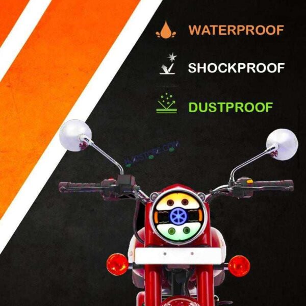 Second image of HJG 7 Inch Tri Colour Round LED Harley Headlight Fits in Royal Enfield, Thar (12V-80V 90W) (Tiranga)