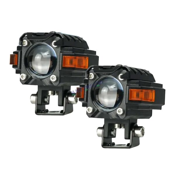 HJG Hazard Series Foglight Single Lens 80W New Model with Red Orange Hazard DRL Foglight Ultra Wide Dual Intensity LED Fog Lights White/Yellow (2*40W = 80W Total) Universal For All Cars & Bikes LIU HJG Hazard S59 Single Projector Fog with Red Amber DRL