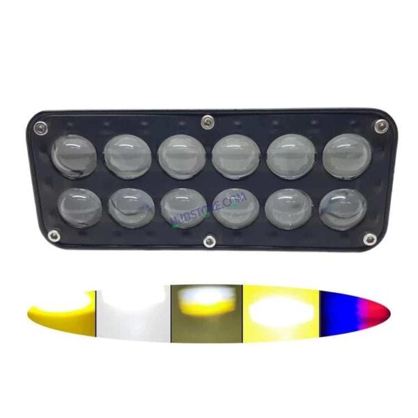 HJG 12 LED Red Blue Foglight with 5 Modes and Red Blue Flash DRL 12 LED Foglight Light Red Blue Flashing Light Multiple Connecting White, Yellow, White + Yellow, Flash, Red Blue Flash HJG