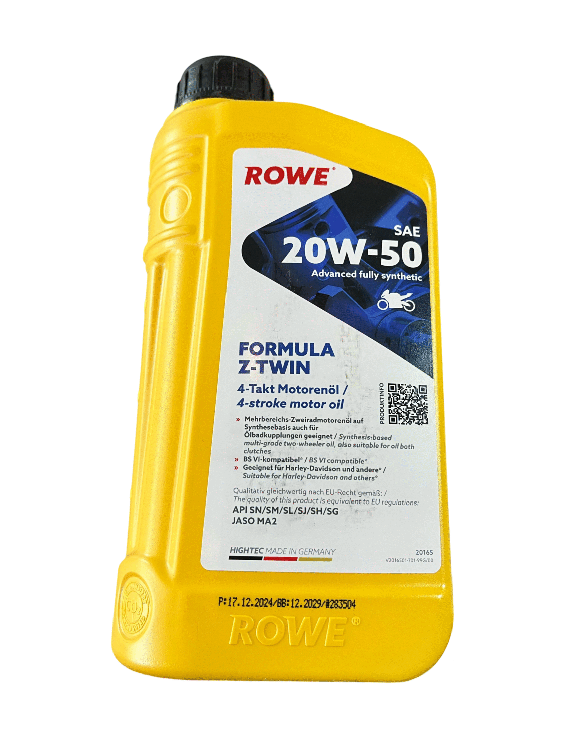 ROWE HIGHTEC FORMULA SAE 20W-50 Z-Twin -1 Ltr. For 4-stroke Motorcycles, High-Performance Engine Oil (Germany)