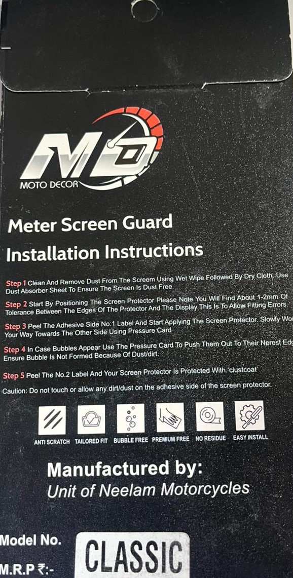Second image of Meter Screen Guard for All Bikes – Anti-Scratch, Clear Protection Film(Royal Enfield, Hero, and more.)