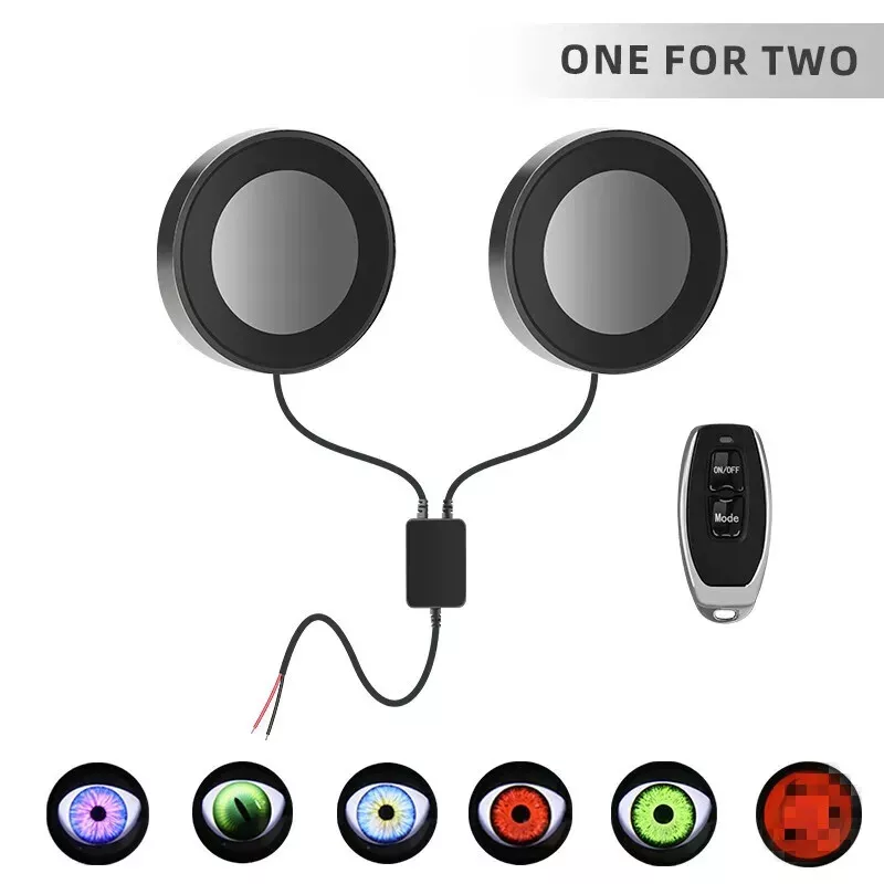 2x LED Dynamic Devil Eyes Lights 12V Car Remote Control Headlight