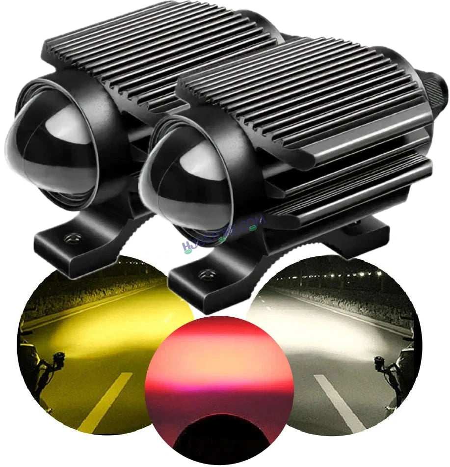 HJG Devil Fly Foglight 80W with Red DRL Mini Fly Foglight Light Red Devil Eye Light Multiple Connecting Red Yellow White Color HJG Mini Devil Fly Foglight, Pack of 2