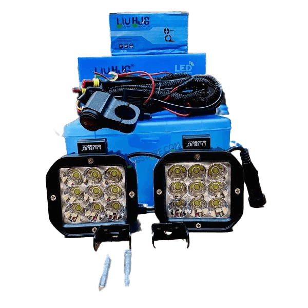 Second image of HJG Original 70W CREE 9 LED Dual Color Yellow/White LED Fog Lights with harness Yellow Filter Cap for Bikes, Cars, Jeeps