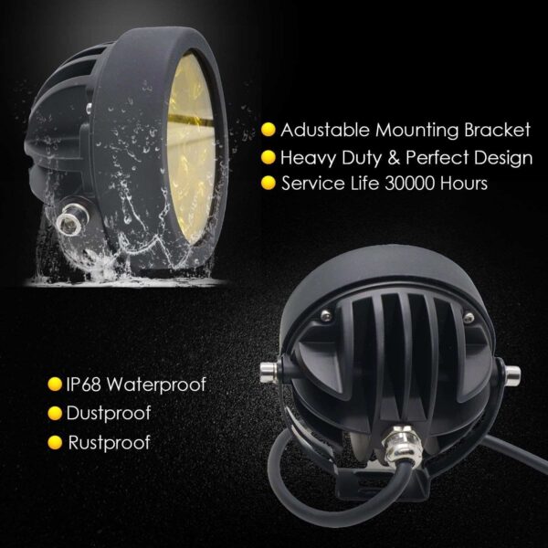 Second image of LIU HJG 120W Round 6 LED Fog Lights with Yellow Cap and Wiring Kit Universal for Car & Bike (Pack of 2)
