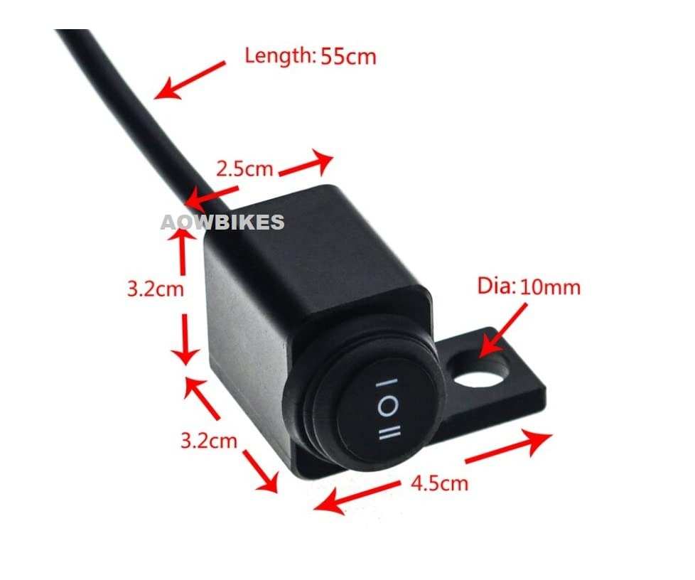 Universal 12V Mirror Fitting CNC Metal Switch (3-Way) for All Bikes and Scooter