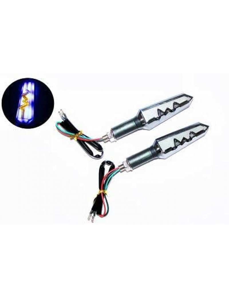 Heart Beat Running Indicator Indicator Set Of 2 Universal For All Bike (Blue/Yellow)