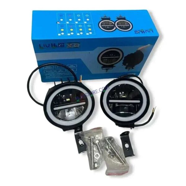 HJG Original 140W MINUS LIGHT Dual Color Yellow/White LED Fog Lights with Yellow Filter Cap for Bikes, Cars, Jeeps