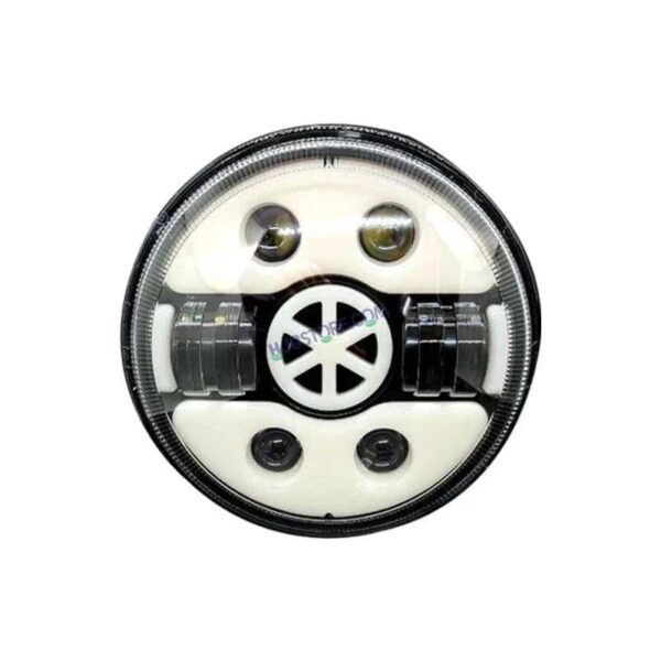 HJG 7 Inch Tri Colour Round LED Harley Headlight Fits in Royal Enfield, Thar (12V-80V 90W) (Tiranga)