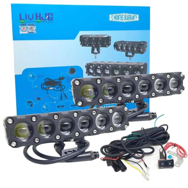 HJG Future Eyes 6 Lens Heavy with Remote Wiring Harness Kit 180W 6 Lens MEGA DRIVE Fog Light For Bike/Car/Thar/Jeep ( Cool White, 90W each * 2 = 180W Total ) - Pack of 2 HJG Future Eyes 6 Lens with Remote Wiring Harness Kit