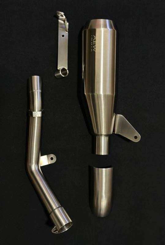 Second image of AEW EDGE Free Flow Exhaust With Mid Pipe & Centre Stand Bracket – Guerrilla 450